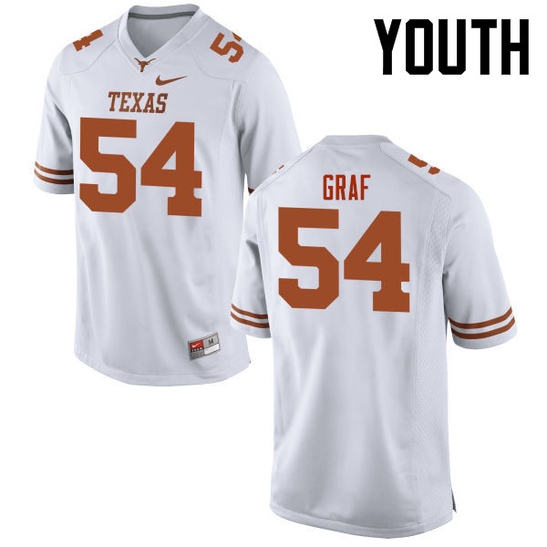 Youth #54 Garrett Graf Texas Longhorns College Football Jerseys-White